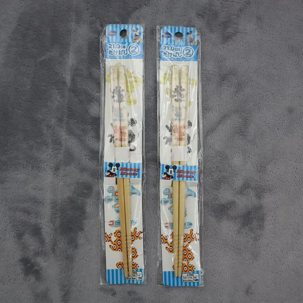Disney Mickey Bamboo Chopsticks Chopstick 3 - 21cm & 2 - 33cm 5 total packs